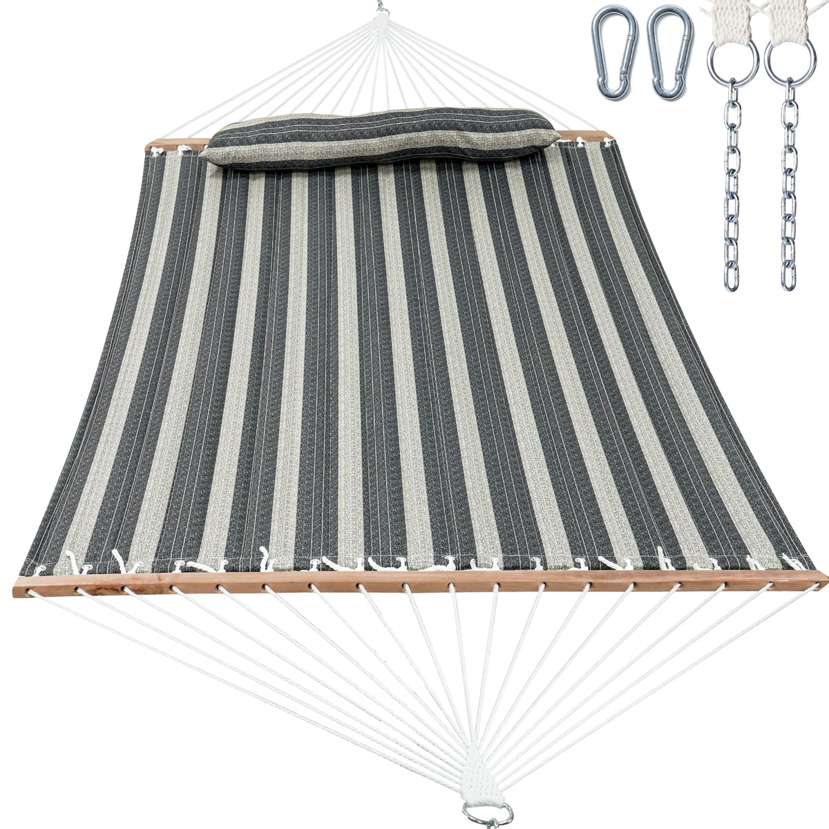 Gafete two-person hammock with spreader bar for stable outdoor lounging.