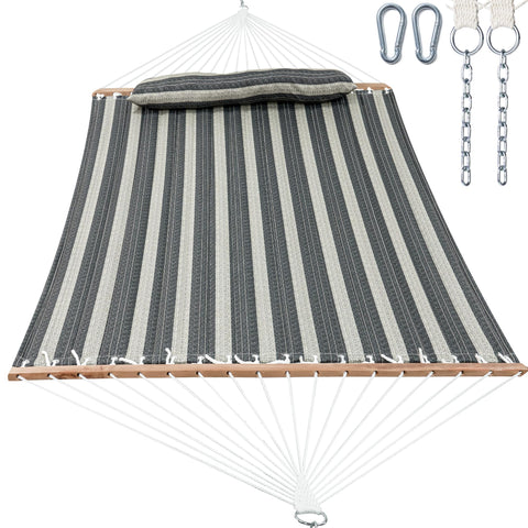 Gafete two-person hammock with spreader bar for stable outdoor lounging.