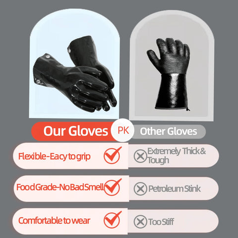 GAGAQI gloves provide a flexible grip for easy meat handling on the grill.