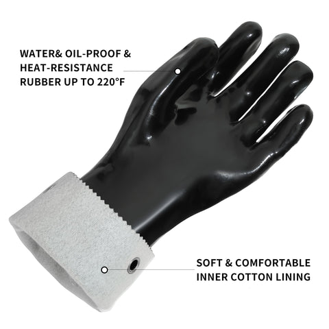 GAGAQI gloves with 13-inch forearm protection during grilling sessions.