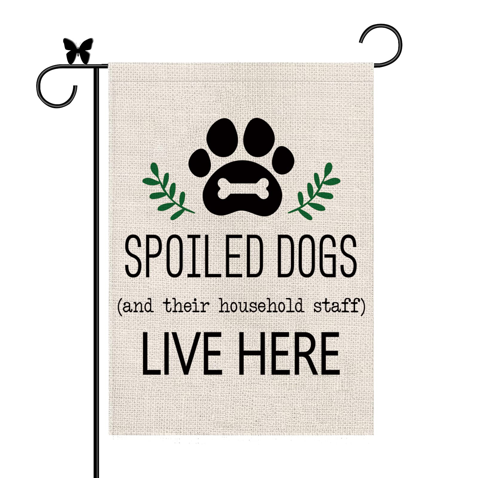 GAGEC dog garden flag with vertical burlap finish for outdoor decor