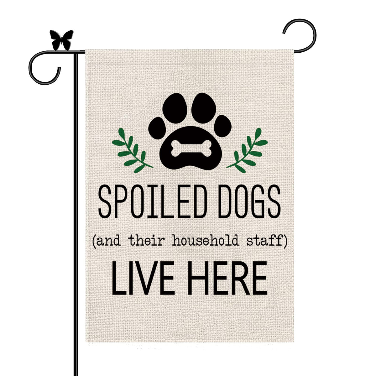GAGEC dog garden flag with vertical burlap finish for outdoor decor