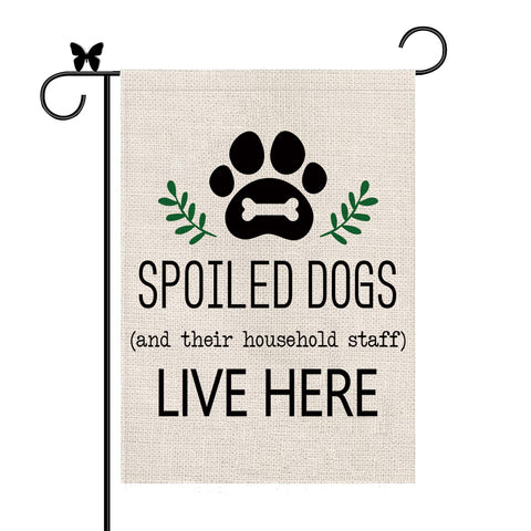 GAGEC dog garden flag with vertical burlap finish for outdoor decor