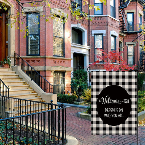 GAGEC farmhouse front door flag enhances porch welcoming appeal.