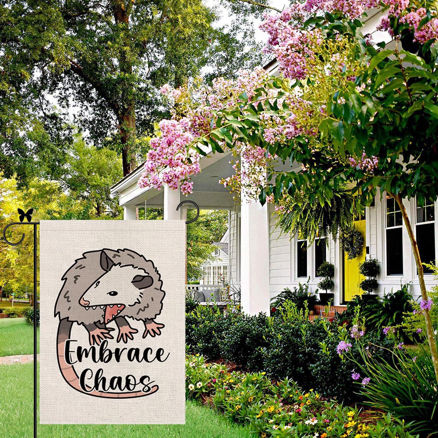GAGEC garden flag double-sided opossum print readable from both sides