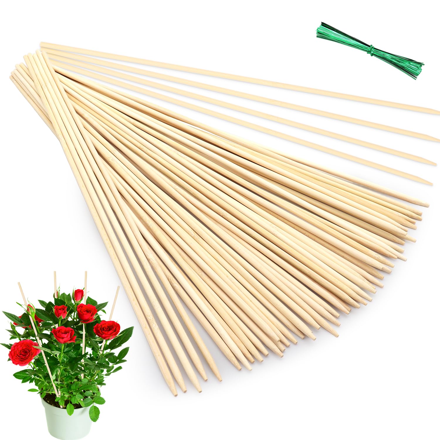 GAGINANG 18-inch bamboo plant stake supporting garden plants.