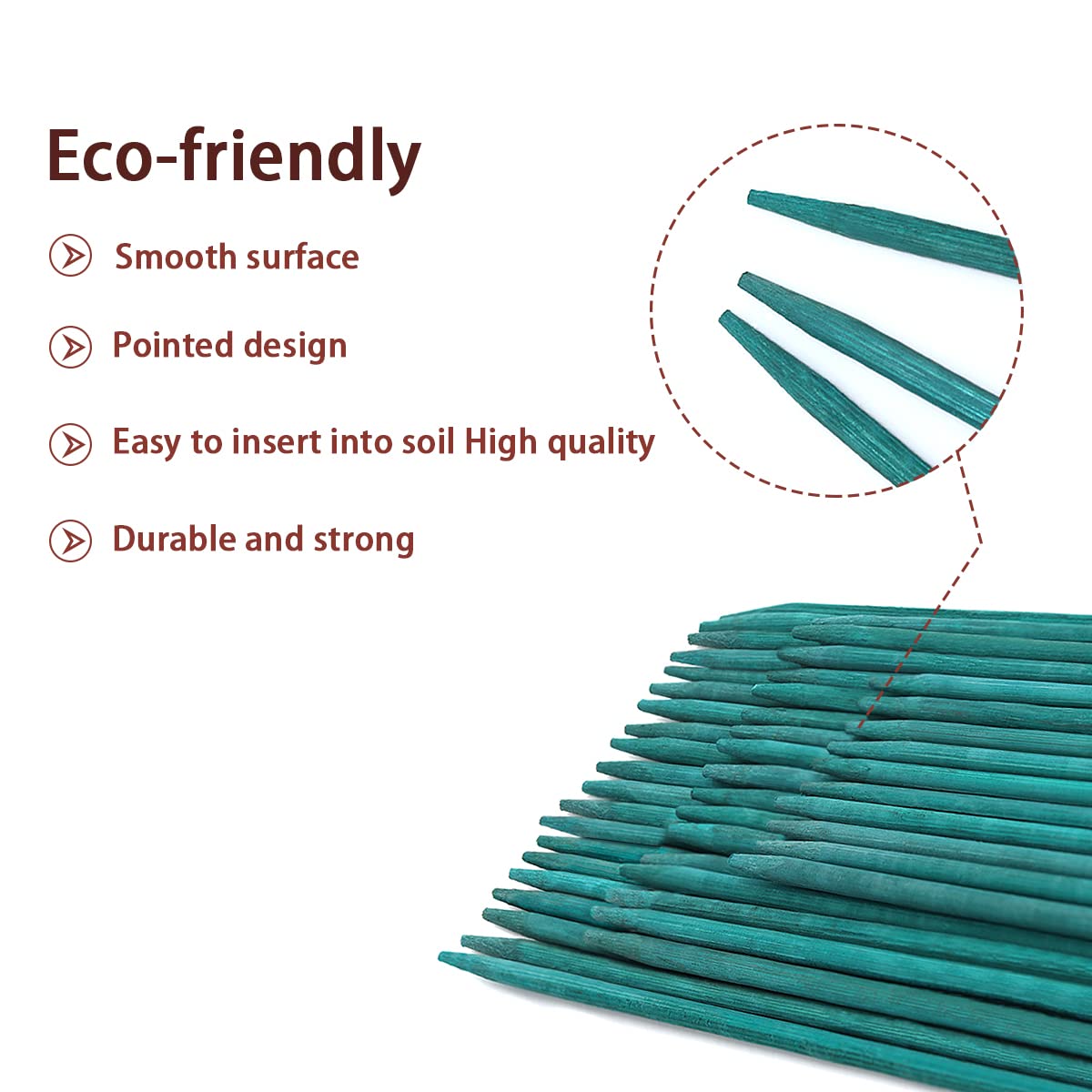 GAGINANG garden stakes with pointed end ease insertion into soil during planting.