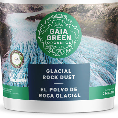 Gaia Green Glacial Rock Dust enriching compost with trace minerals for future soil health.