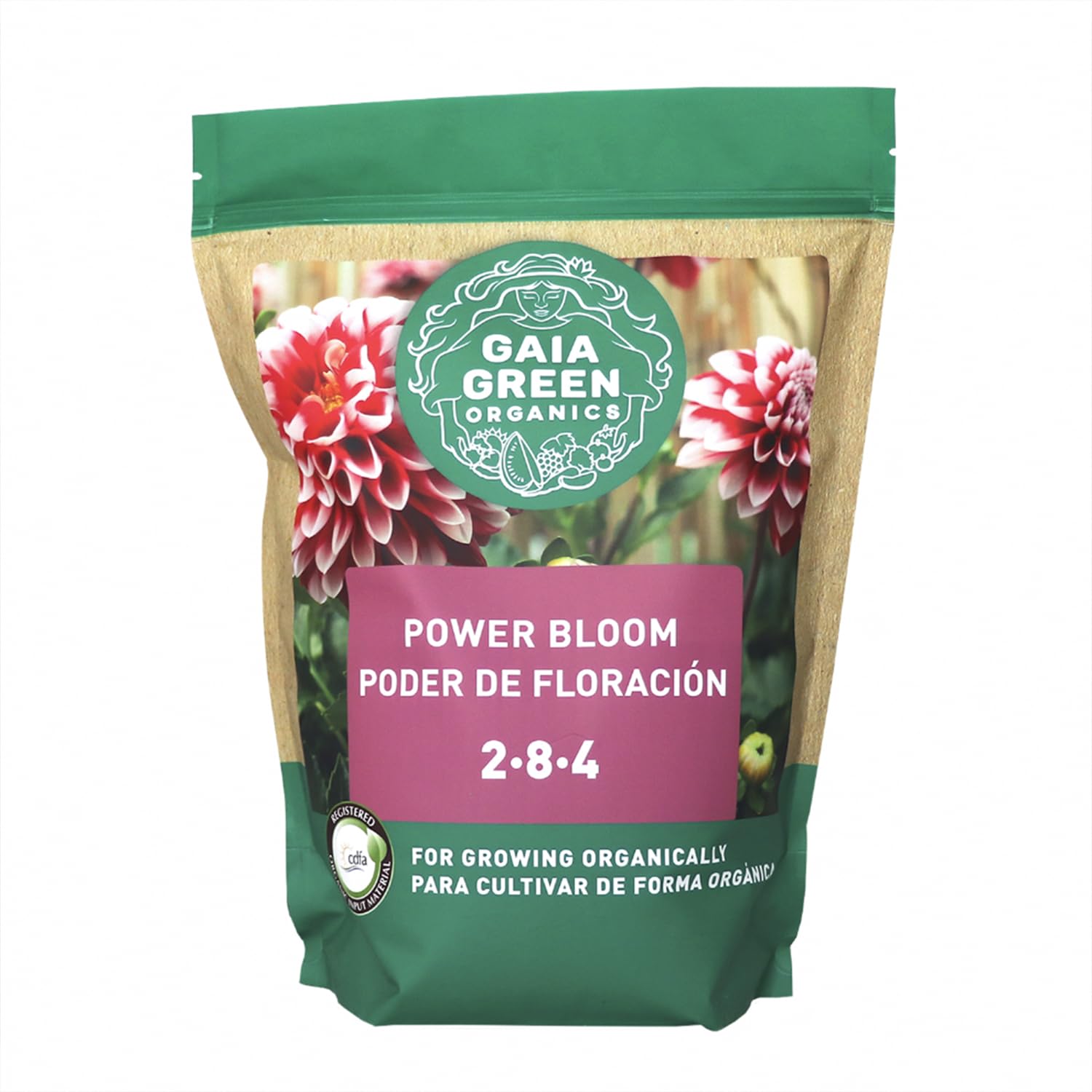 Gaia Green Power Bloom granules in a 2 kg pouch boost soil nutrients for flowering crops