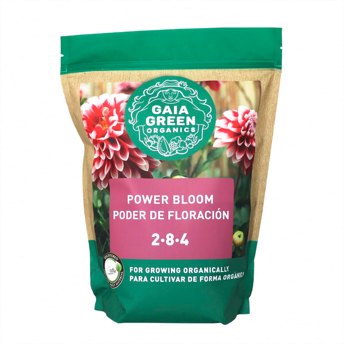 Gaia Green Power Bloom granules in a 2 kg pouch boost soil nutrients for flowering crops