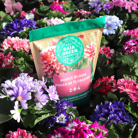The Gaia Green blend promotes sustainable soil health with natural ingredients for flowering crops.
