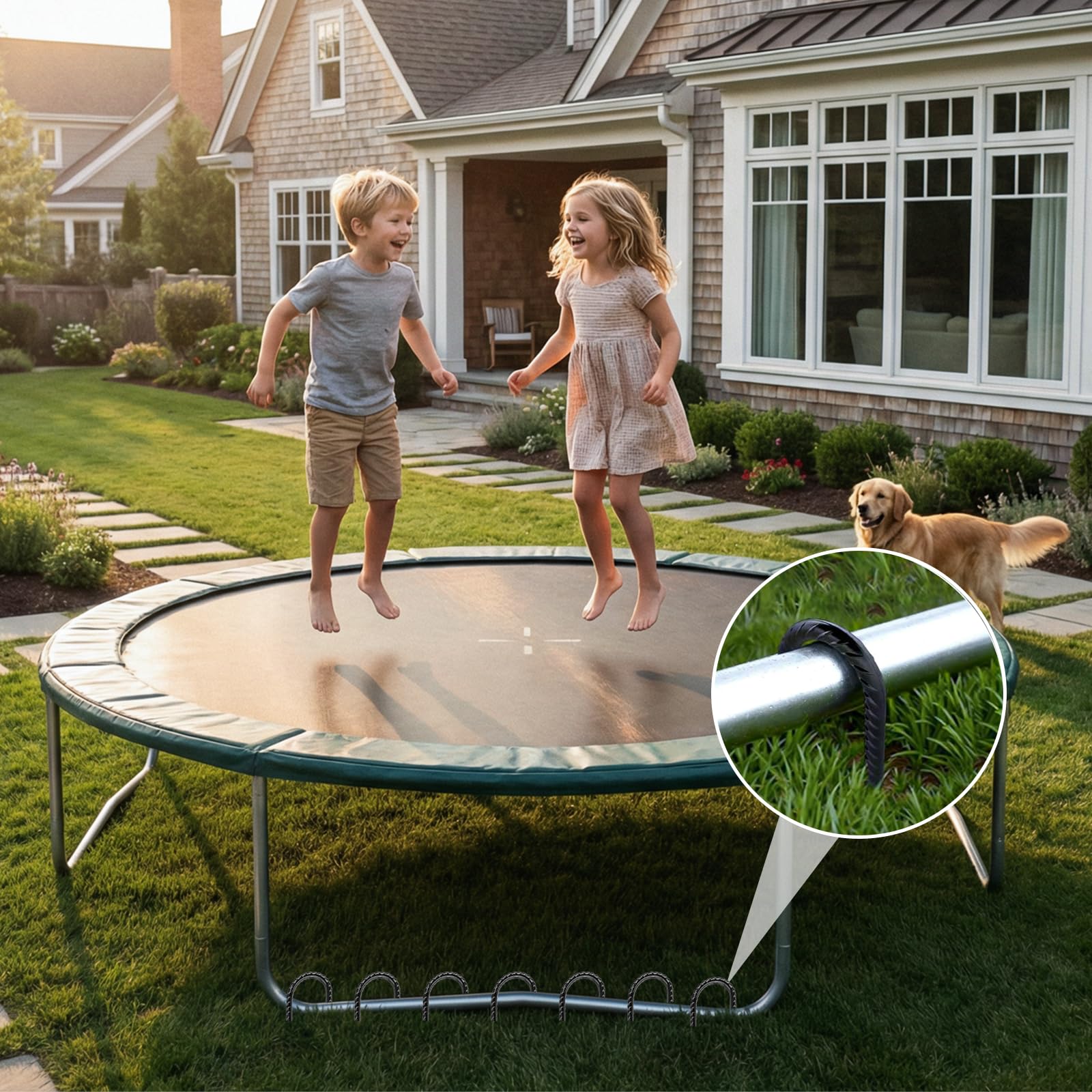 Gaildon trampoline ground stake keeps the structure firmly fixed