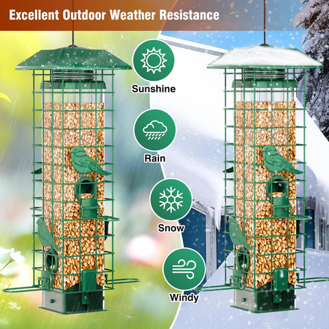 GAINSEN 3lb capacity feeder holds ample seed for longer birdwatching sessions