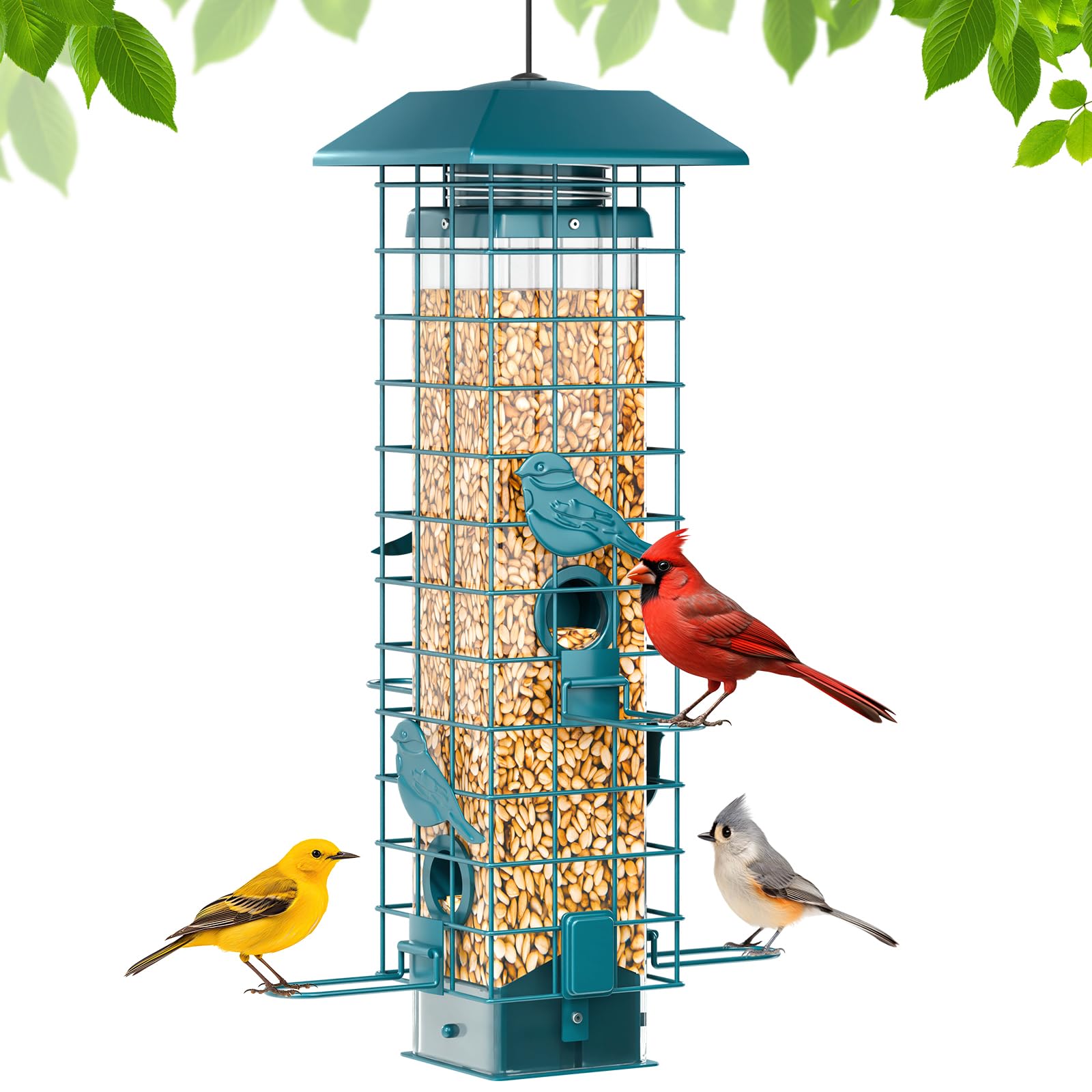GAINSEN squirrel-proof bird feeder with removable base for easy cleaning and maintenance.