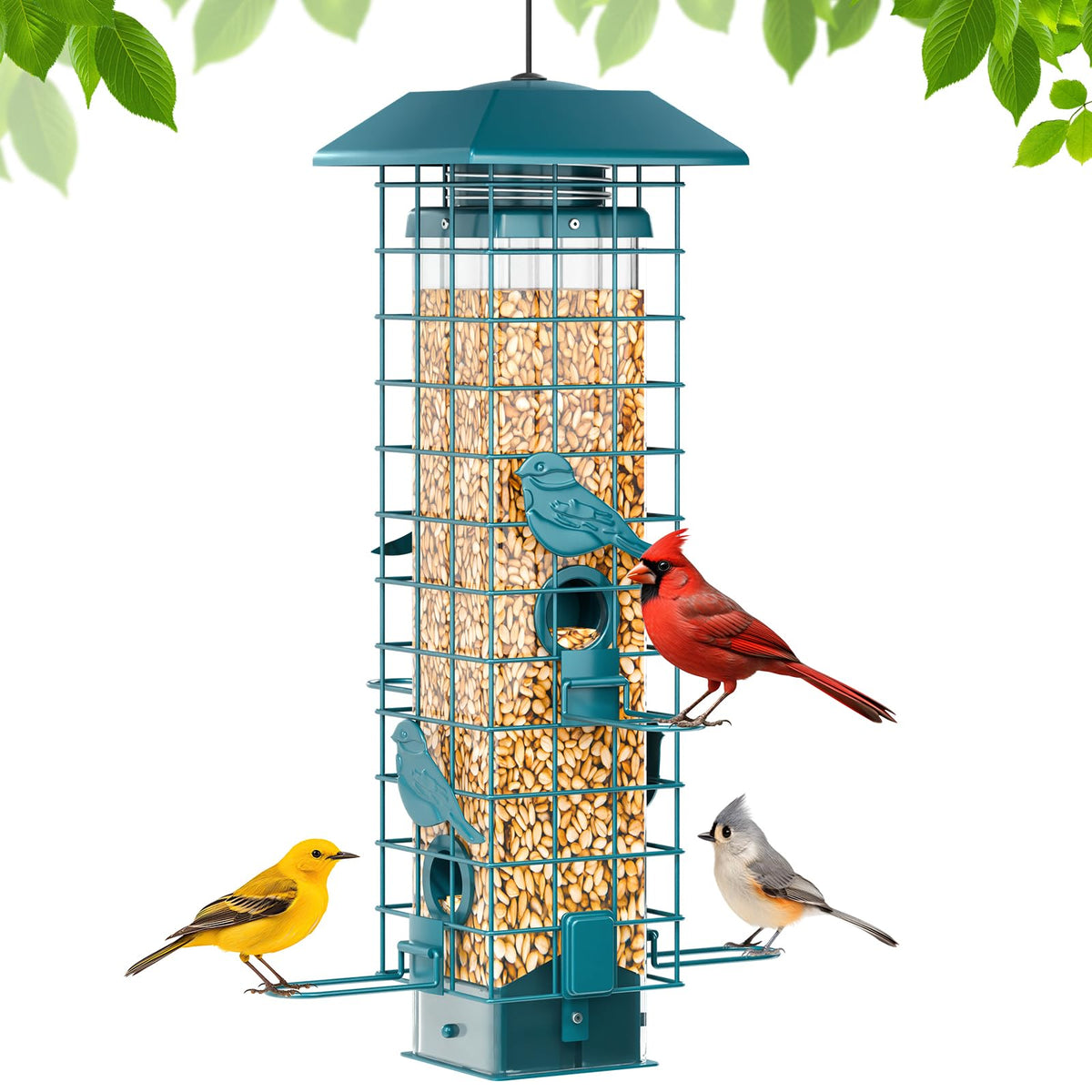 GAINSEN squirrel-proof bird feeder with removable base for easy cleaning and maintenance.