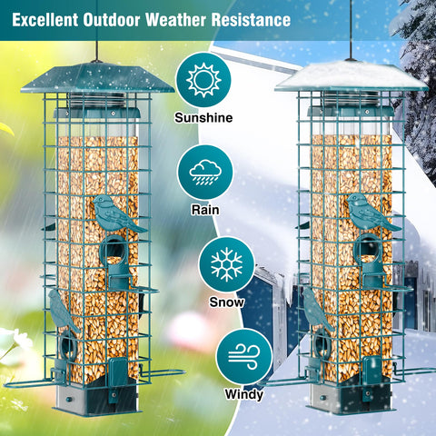 GAINSEN durable blue feeder resists rust for seasons of outdoor use.