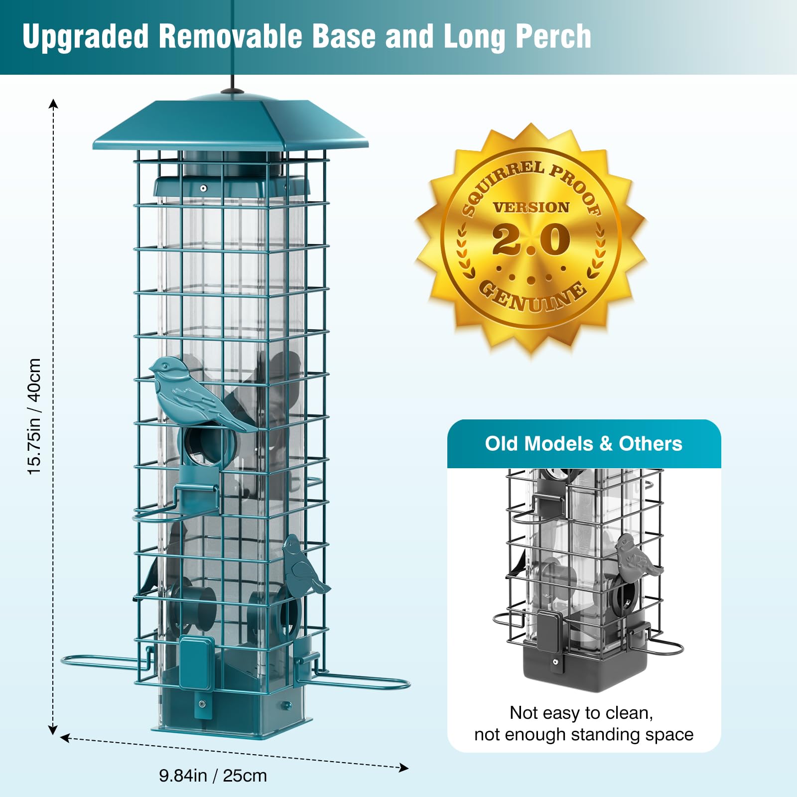 GAINSEN weight-activated cage protects seeds from medium and large squirrels.