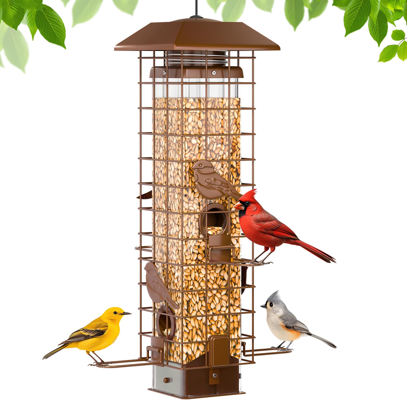 GAINSEN squirrel-proof feeder with removable base for quick cleaning and refilling.