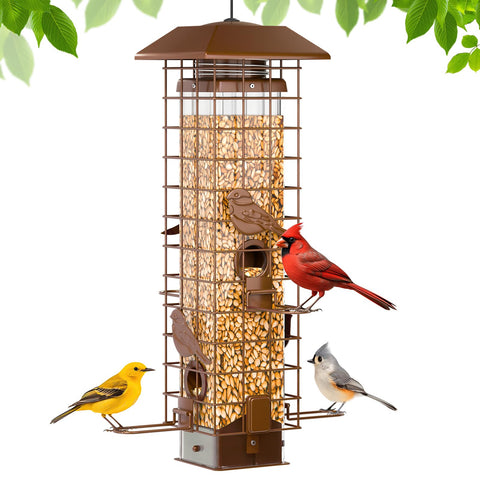 GAINSEN squirrel-proof feeder with removable base for quick cleaning and refilling.