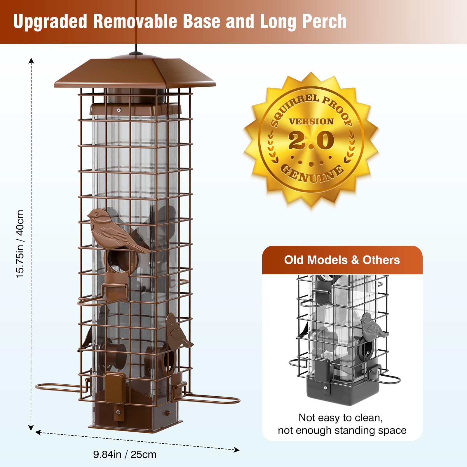 GAINSEN weight-activated cage blocks squirrels to protect seeds.