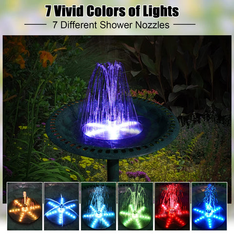 GAIZERL fountain with seven nozzles offers varied spray patterns for garden ambiance
