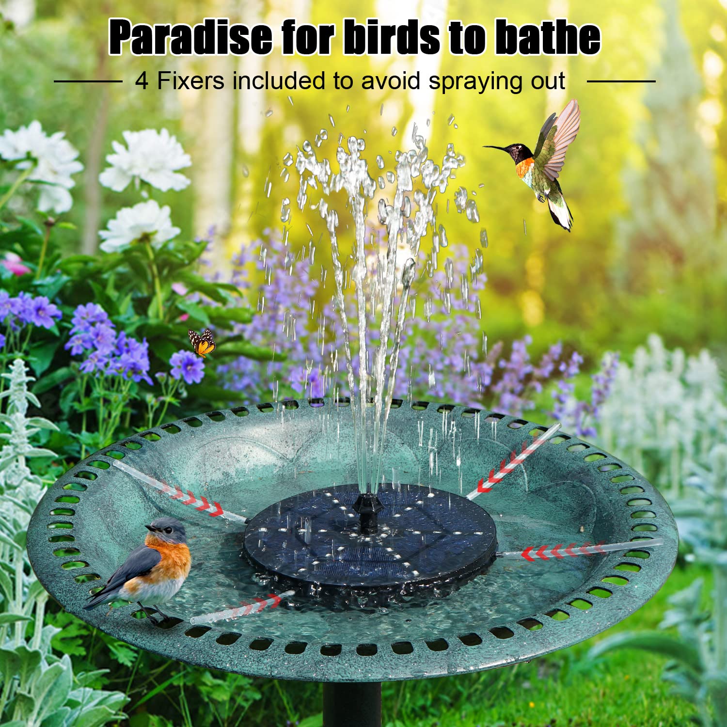 GAIZERL fountain with LED lights lights up nighttime pond with vibrant color