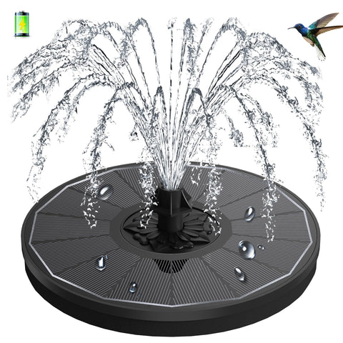 GAIZERL 3-5W solar fountain with glass panel demonstrates energy-efficient sun-powered operation.
