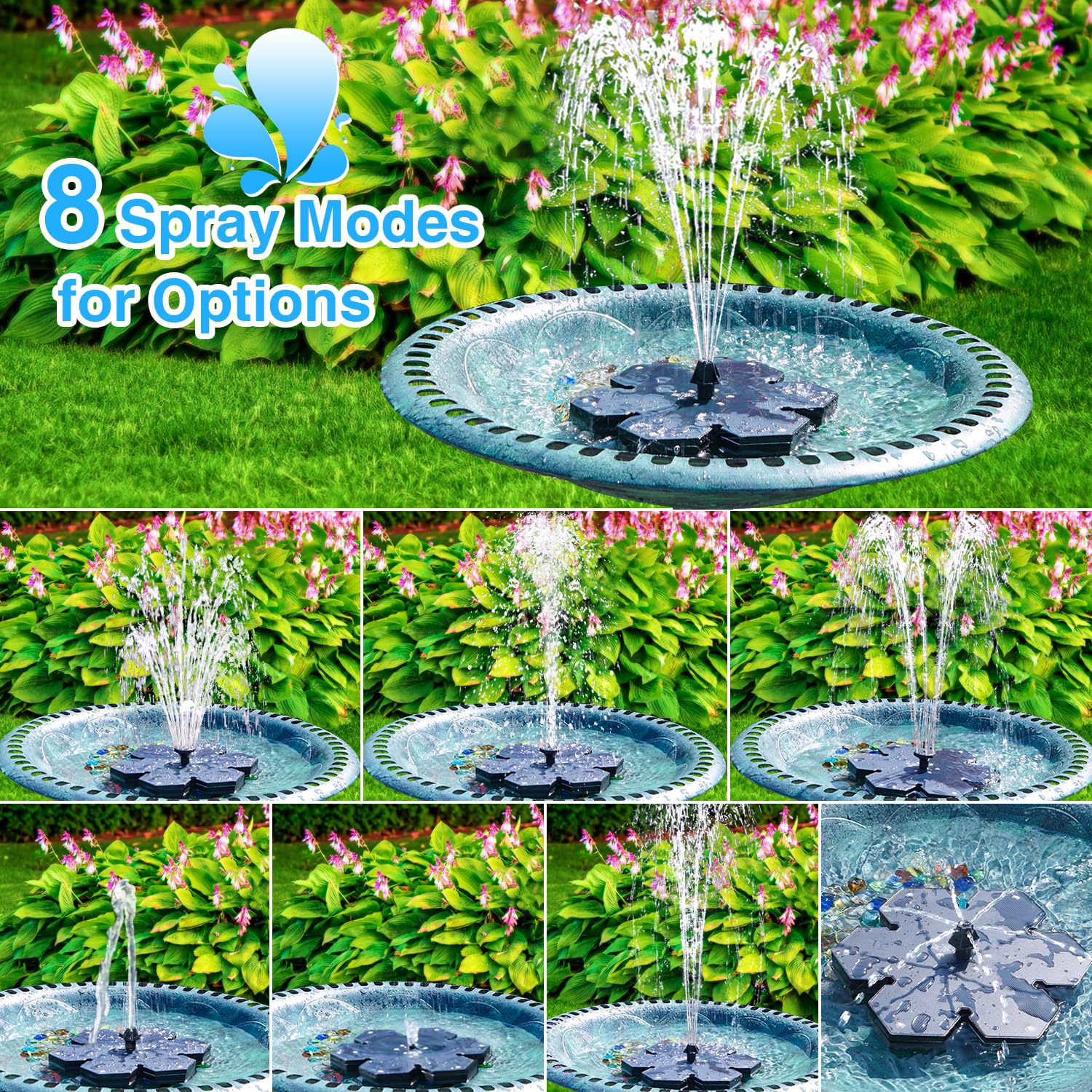 GAIZERL LED night display showcases colorful water spray for outdoor decor.