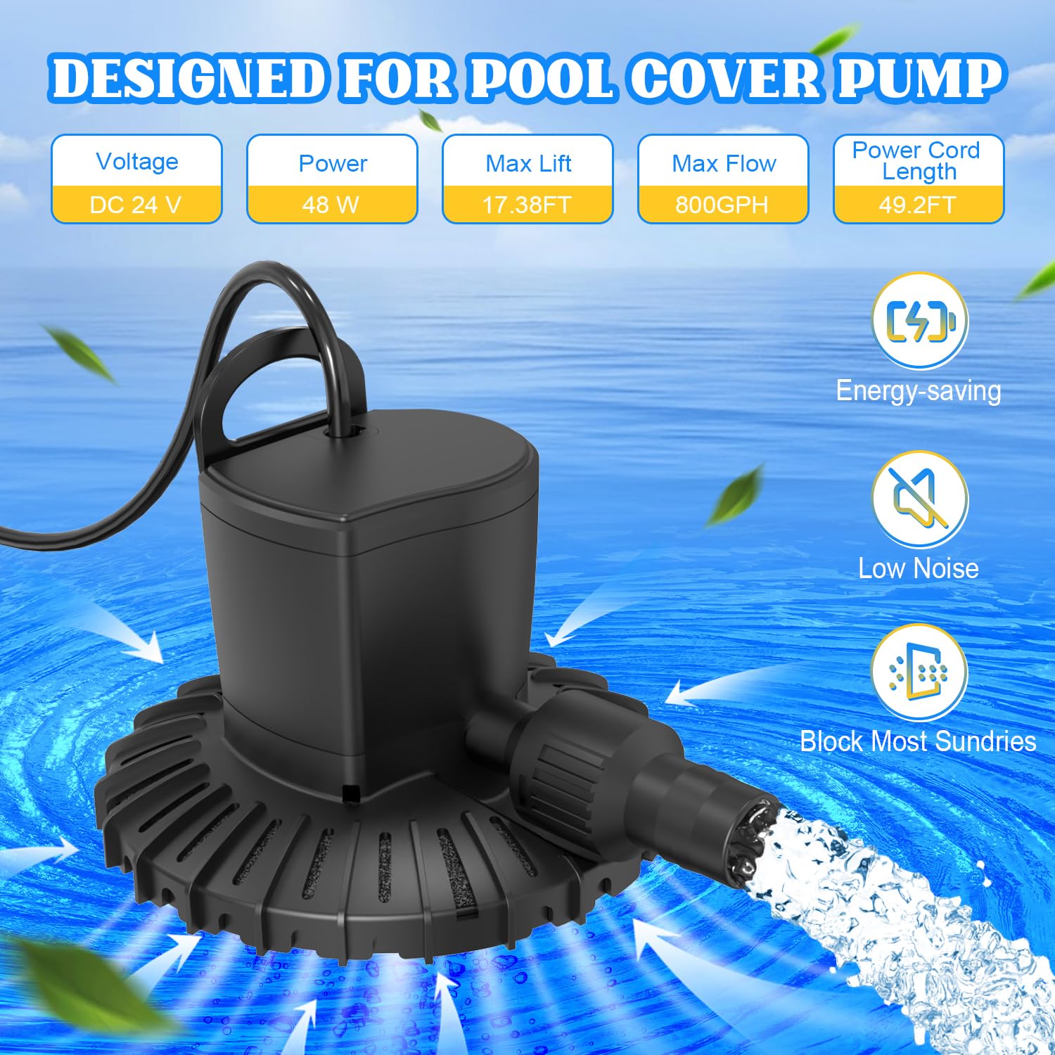 GAIZERL pump installation on pool cover for efficient water removal