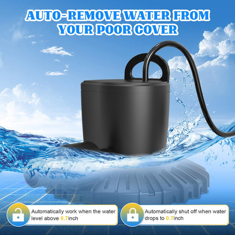 GAIZERL pump in action extracting water from a pool cover