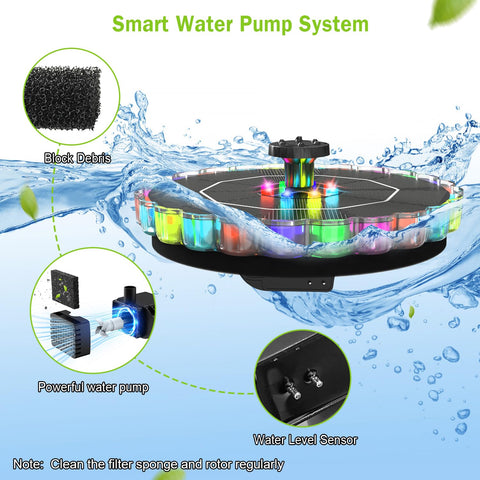 GAIZERL Solar Fountain 2000mAh battery: reliable night lighting after sunset.
