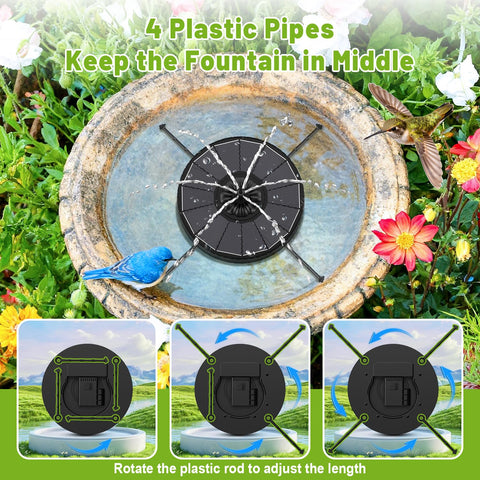 GAIZERL solar fountain offers eight nozzle patterns for varied water displays