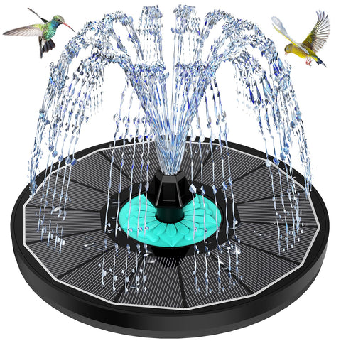 GAIZERL solar fountain cyan flower center attracts birds to your garden