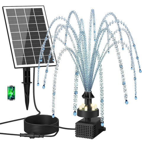 GAIZERL solar fountain pump with adjustable glass panel in a sunlit garden
