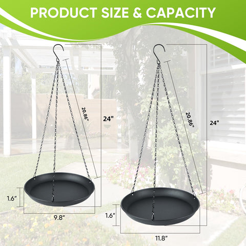 gajavo black metal hanging planter with 9-8 inch tray for compact plants