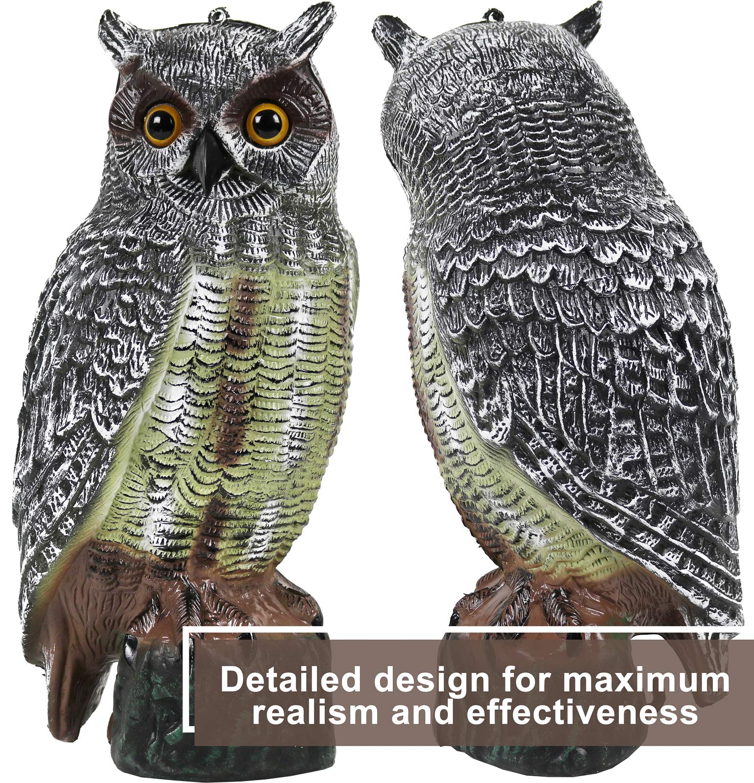 Galashield Owl Decoy ideal for farms and orchards to guard crops.