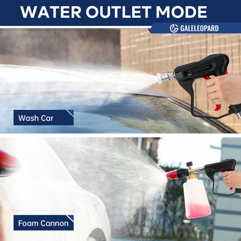 GALELEOPARD foam cannon compatibility shown for expanded cleaning options.