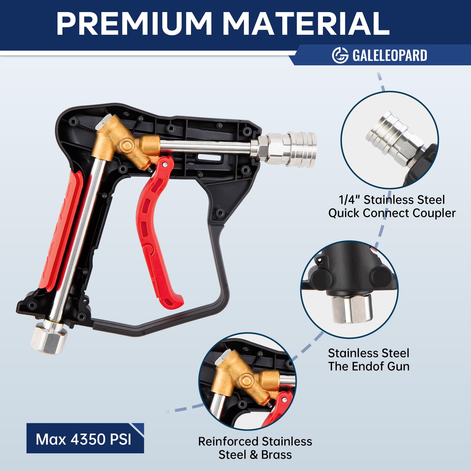 GALELEOPARD nozzle tips set enables five spray options for versatile cleaning.