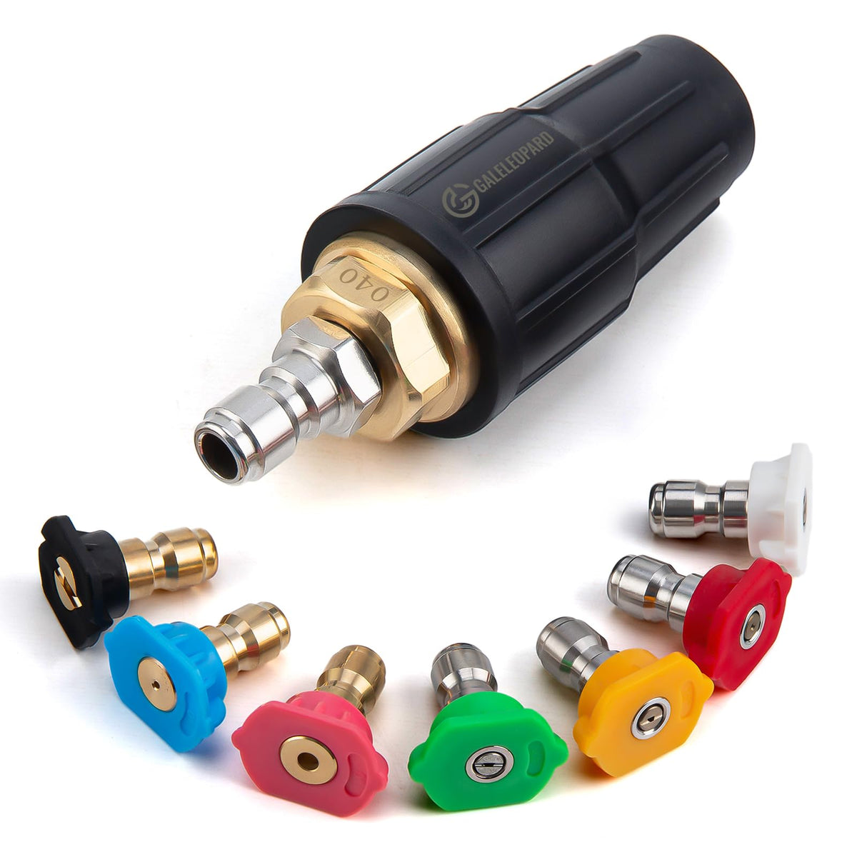 GALELEOPARD turbo nozzle with 4000 PSI ready for heavy-duty concrete cleaning.