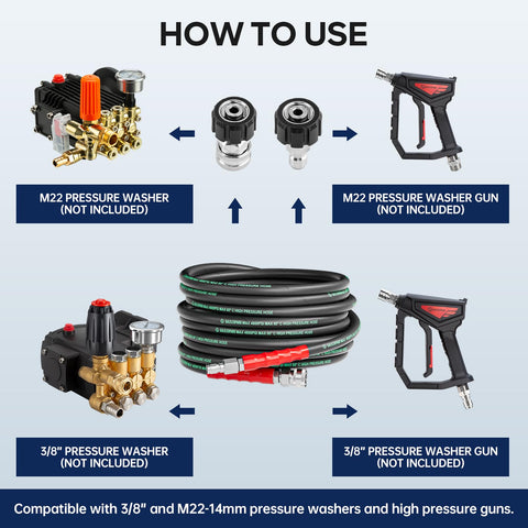 GALELEOPARD M22 14mm adapter hose for versatile pressure washer connections