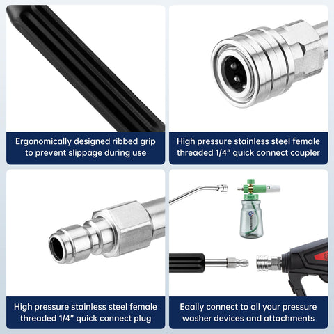 GALELEOPARD non-slip grip improves control during extended cleaning sessions.