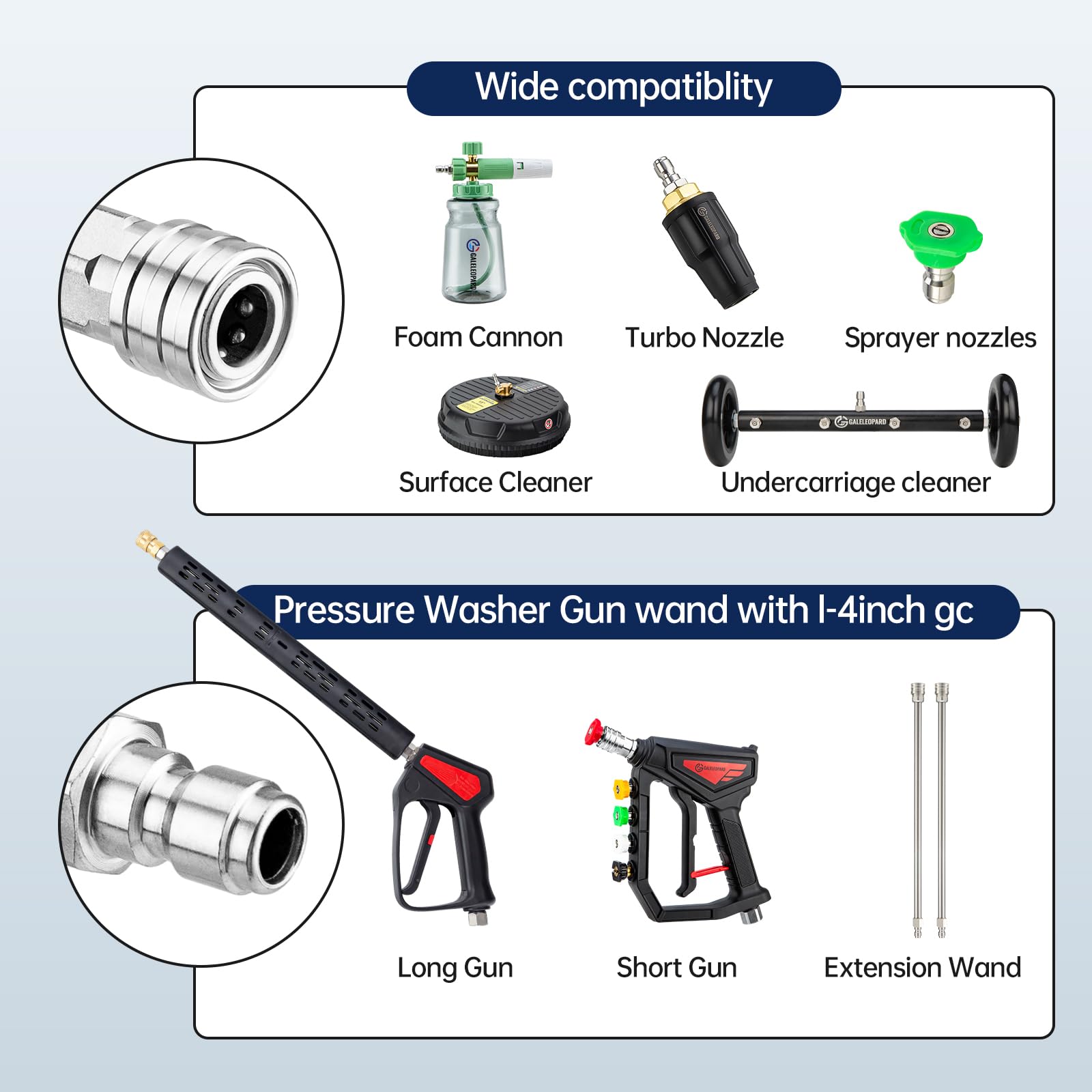 GALELEOPARD stainless steel construction ensures durability and corrosion resistance.