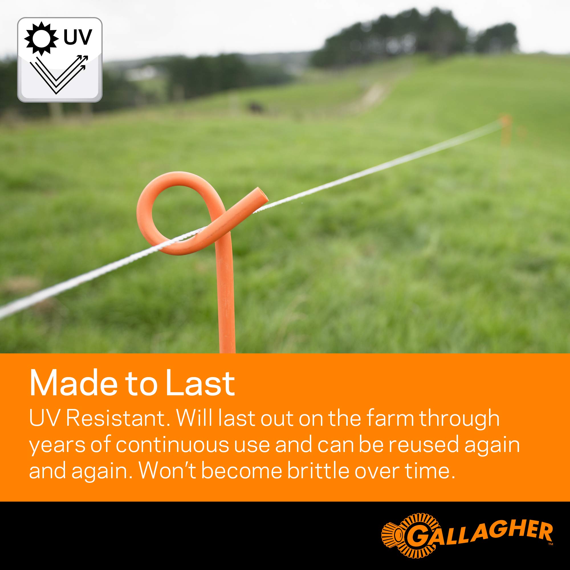 Gallagher Poly Wire works with reels for easy wind and unwind.