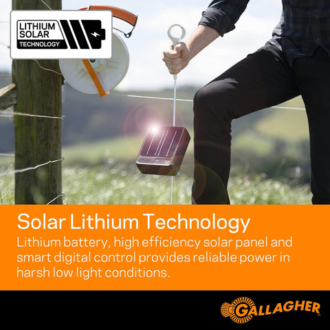 Gallagher S12 first-use charging indicators show steady solar performance.