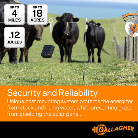 Gallagher S12 portable design shown in field for remote paddocks.