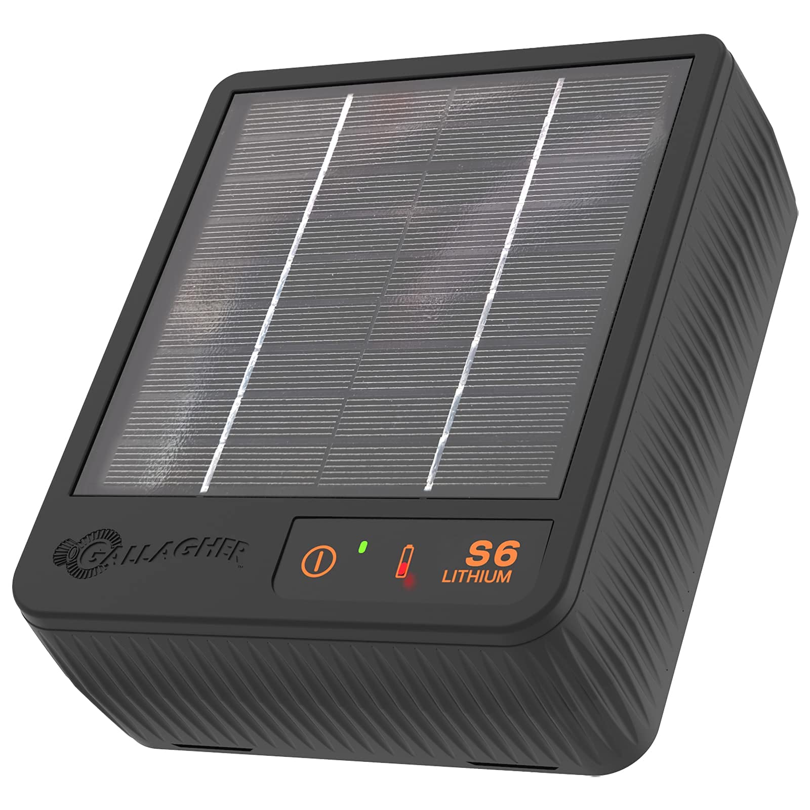 Gallagher S6 solar fence charger in a garden setting protecting a small perimeter
