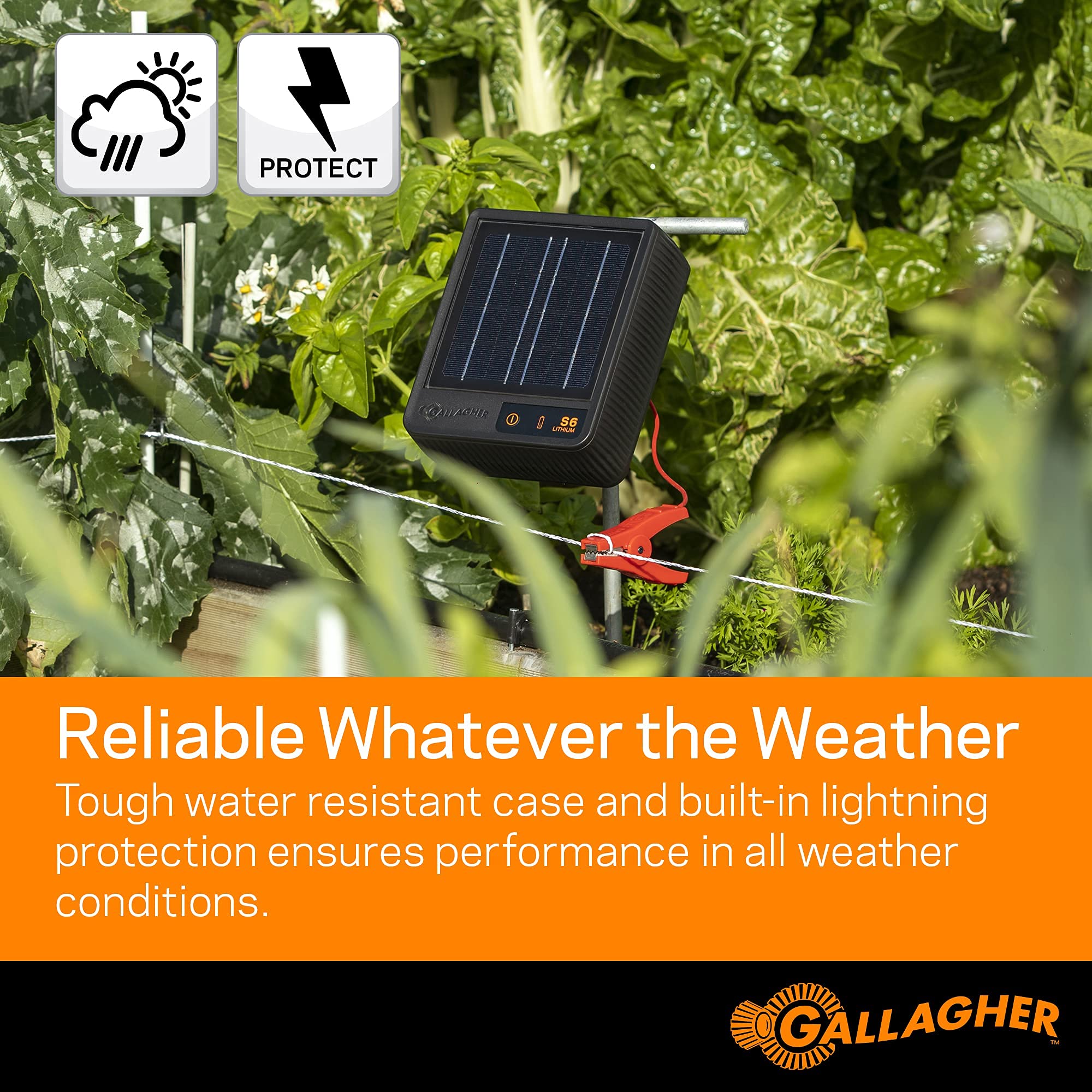 Gallagher S6 LiFePO4 battery powers fence through cloudy days