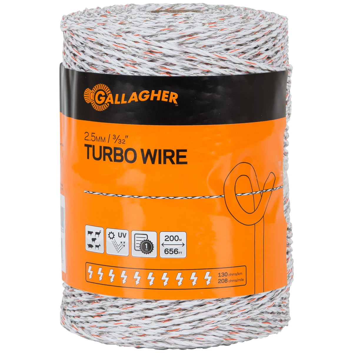 Gallagher Turbo Wire 656-foot roll for long-distance fencing and reuse.