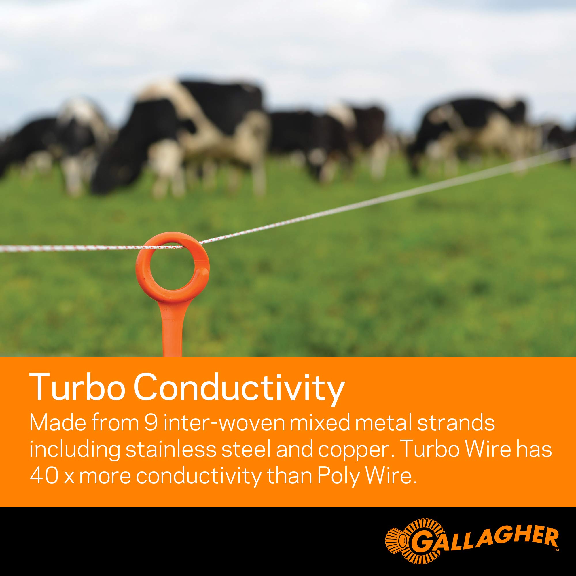 Gallagher Turbo Wire enables reliable long-distance fencing across fields.
