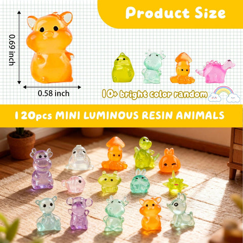GALAOMA glow resin animals pack adds colorful whimsy to fairy gardens